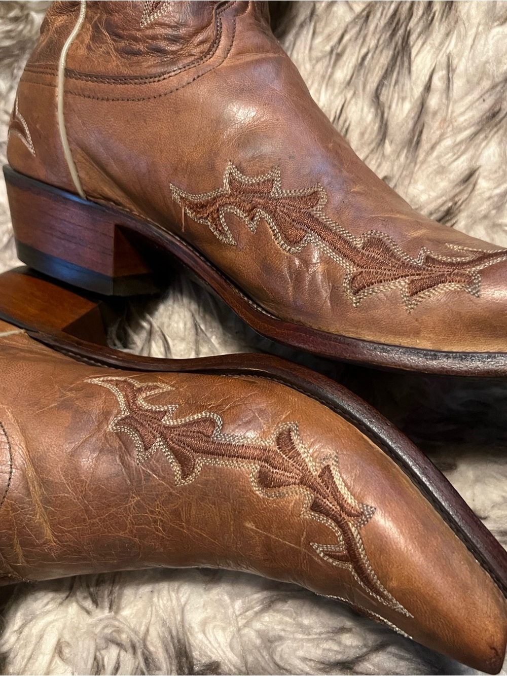 Lucchese Brown Leather Western Boots Sz 10.5 EE - Picture 4 of 16